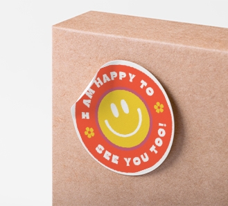 Round Stickers 'I am happy to see you too'